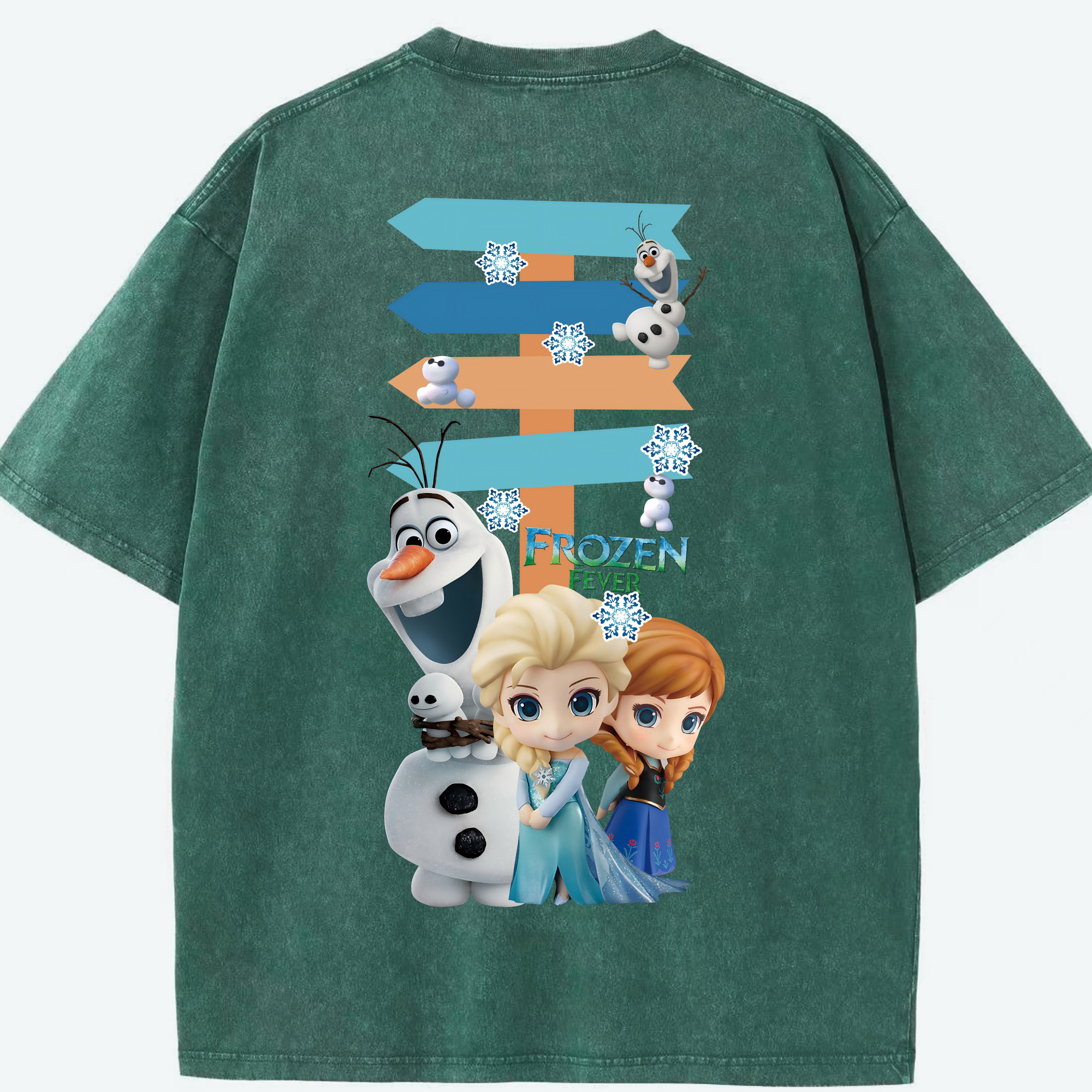 （画像用） アナと雪の女王 アンナ エルサ Frozen Anna Elsa 綿100% ヴィンテージ風 半袖Tシャツ（背面プリント）